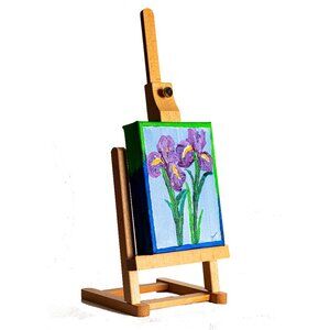 Original Acrylic Painting w/Easel "Irises I" by Dawn M. Wayand Desk Art